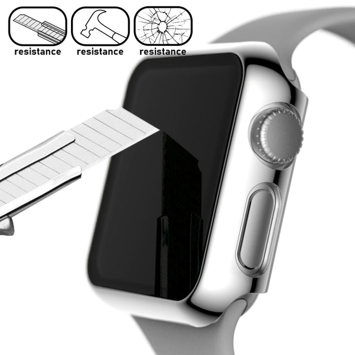 Lisslune | For Apple Watch Series 3 & 2 & 1 42mm Full View Plating Glass Case (Silver)