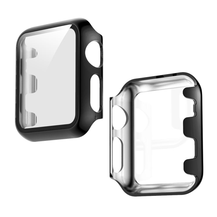 Lisslune | For Apple Watch Series 3 & 2 & 1 38mm electroplated PC case + tempered film integrated protective cover (Black)
