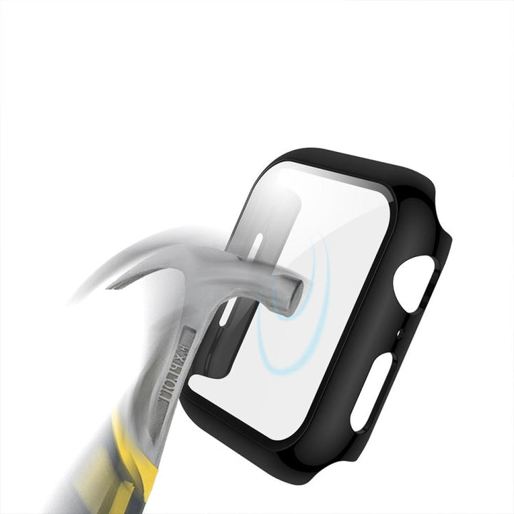 Lisslune | For Apple Watch Series 3 & 2 & 1 38mm electroplated PC case + tempered film integrated protective cover (Black)