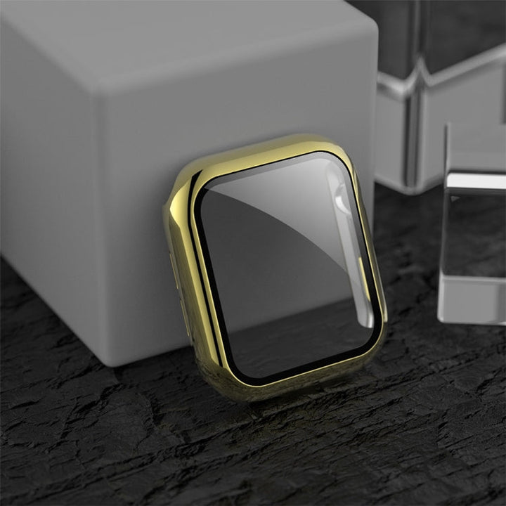 Lisslune | For Apple Watch Series 3 & 2 & 1 38mm Electroplated PC Case + Tempered Film Integrated Protective Case (Gold)