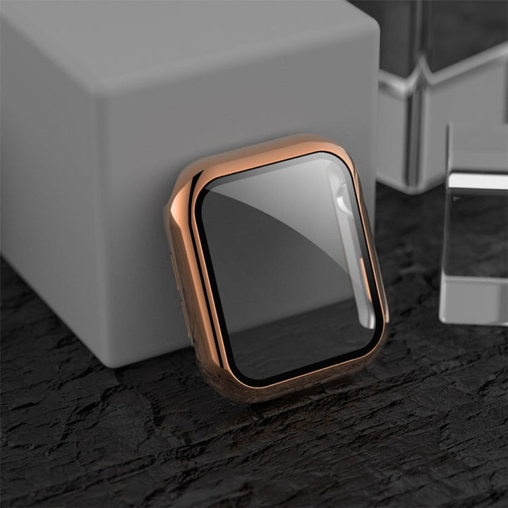 Lisslune | For Apple Watch Series 3 & 2 & 1 38mm electroplated PC case + tempered film integrated protective cover (Rose Gold)