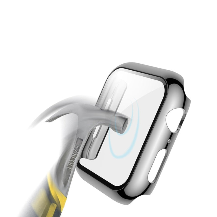 Lisslune | For Apple Watch Series 3 & 2 & 1 38mm electroplated PC case + tempered film integrated protective case (Silver)