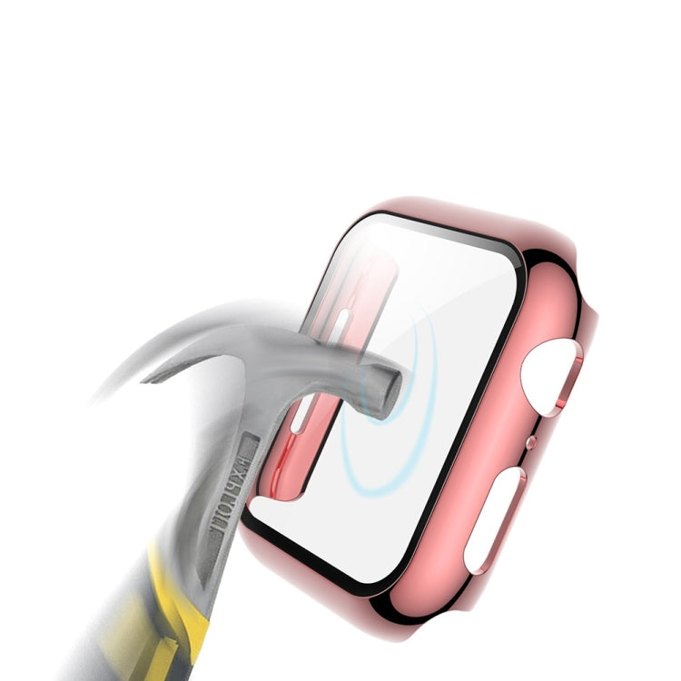 Lisslune | For Apple Watch Series 3 & 2 & 1 42 mm electroplated PC case + tempered film integrated protective cover (Pink)