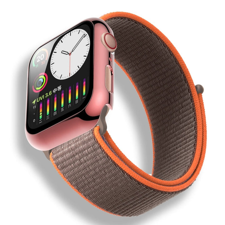 Lisslune | For Apple Watch Series 3 & 2 & 1 42 mm electroplated PC case + tempered film integrated protective cover (Pink)