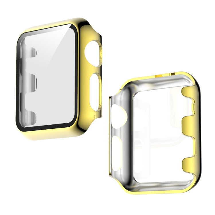 Lisslune | For Apple Watch Series 3 & 2 & 1 42mm electroplated PC case + tempered film integrated protective cover (Gold)