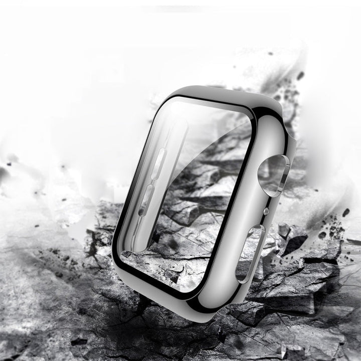 Lisslune | For Apple Watch Series 3 & 2 & 1 42mm electroplated PC case + tempered film integrated protective cover (Silver)