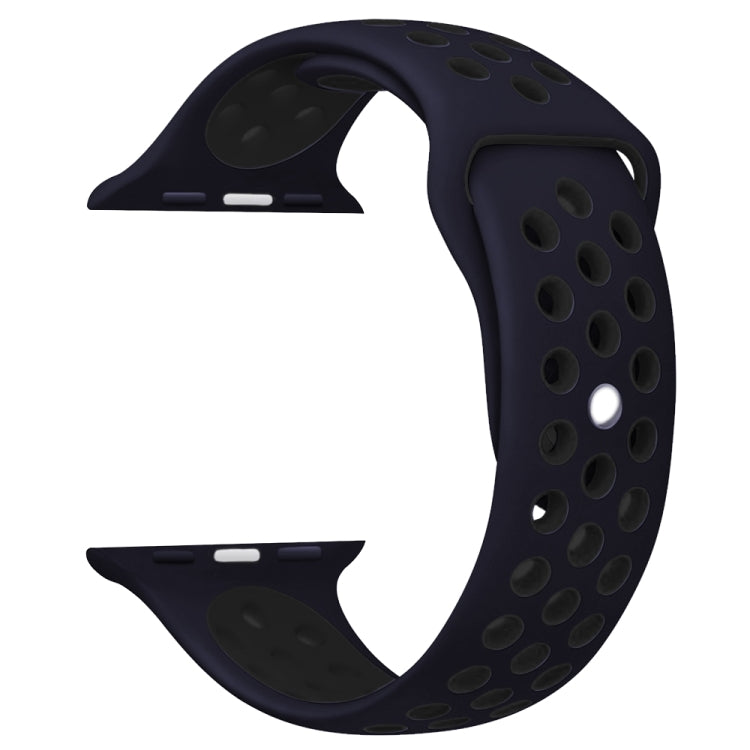 Lisslune | For Apple Watch Series 8&7 41mm / SE 2&6&SE&5&4 40mm / 3&2&1 38mm Sport Silicone Watch Strap Standard Edition (Blue Black)