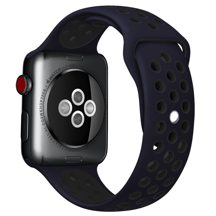 Lisslune | For Apple Watch Series 8&7 41mm / SE 2&6&SE&5&4 40mm / 3&2&1 38mm Sport Silicone Watch Strap Standard Edition (Blue Black)