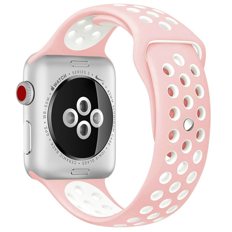 Lisslune | For Apple Watch Series 8&7 41mm / SE 2&6&SE&5&4 40mm / 3&2&1 38mm Sport Silicone Watch Band Standard Edition (Pink White)