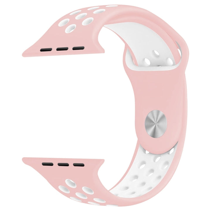 Lisslune | For Apple Watch Series 8&7 41mm / SE 2&6&SE&5&4 40mm / 3&2&1 38mm Sport Silicone Watch Band Standard Edition (Pink White)