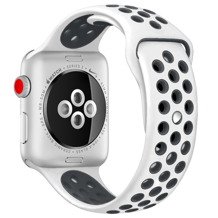 Lisslune | For Apple Watch Series 8&7 41mm / SE 2&6&SE&5&4 40mm / 3&2&1 38mm Sport Silicone Band Standard Edition (White Black)