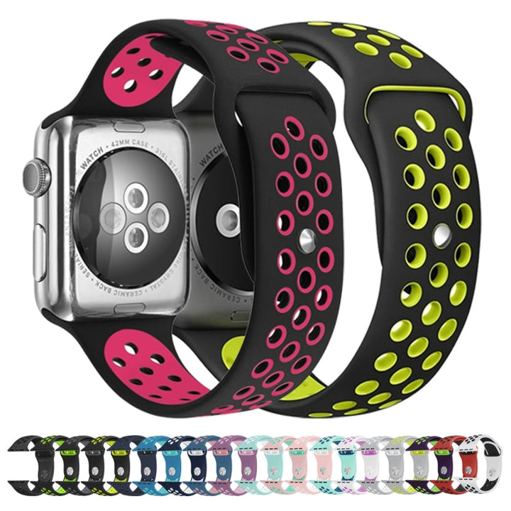 Lisslune | For Apple Watch Series 8&7 41mm / SE 2&6&SE&5&4 40mm / 3&2&1 38mm Sport Silicone Watch Strap Standard Edition (Blue Black)