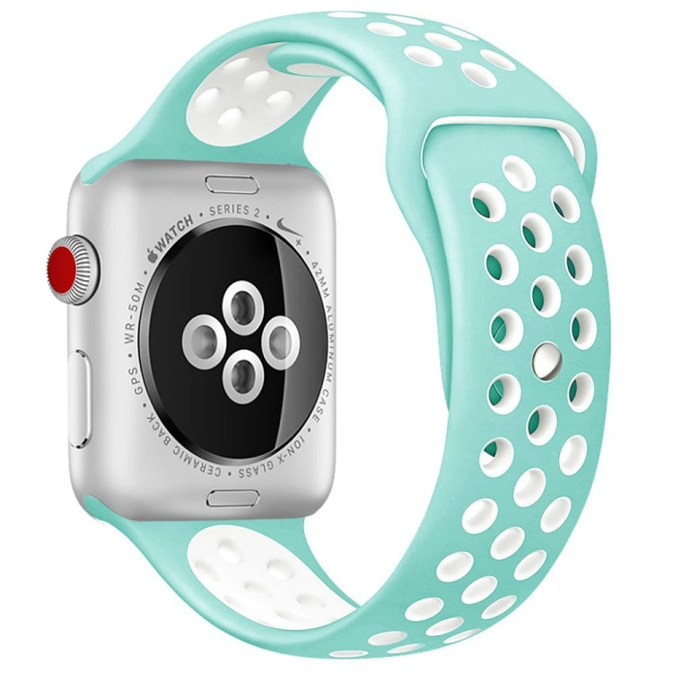 Lisslune | For Apple Watch Ultra 49mm&Watch Ultra 2 49mm / Series 9&8&7 45mm / SE 3&SE 2&6&SE&5&4 44mm / 3&2&1 42mm Sport Silicone Strap Standard Edition(White Green)