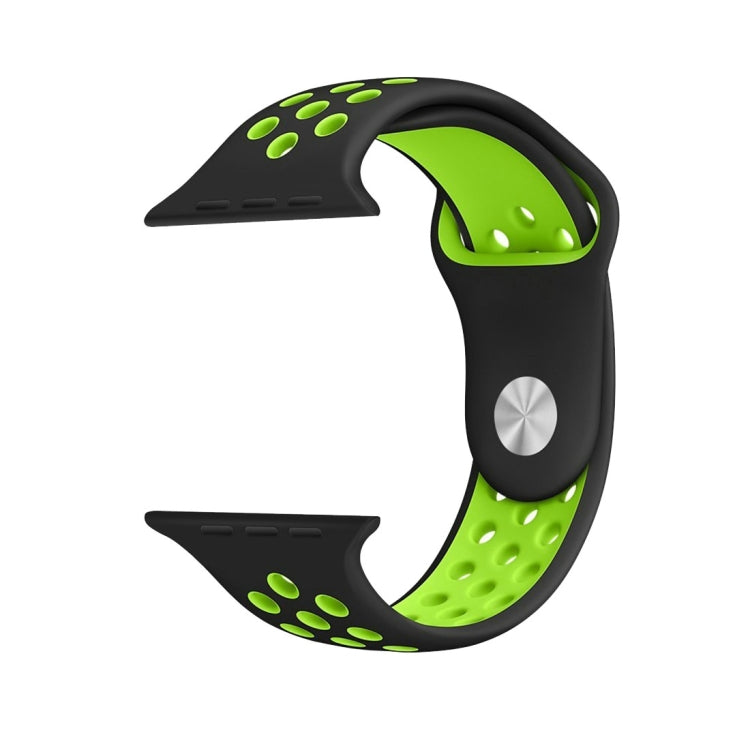 Lisslune | For Apple Watch Ultra 49mm & Watch Ultra 2 49mm / Series 9 & 8 & 7 45mm / SE 3 & SE 2 & 6 & SE & 5 & 4 44mm / 3 & 2 & 1 42mm Sport Silicone Watch Strap Standard Edition (Black Green)