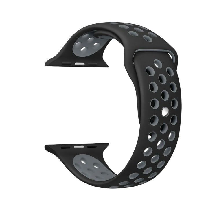 Lisslune | For Apple Watch Ultra 49mm & Watch Ultra 2 49mm / Series 9 & 8 & 7 45mm / SE 3 & SE 2 & 6 & SE & 5 & 4 44mm / 3 & 2 & 1 42mm Sport Silicone Watch Band Standard Edition (Black Gray)