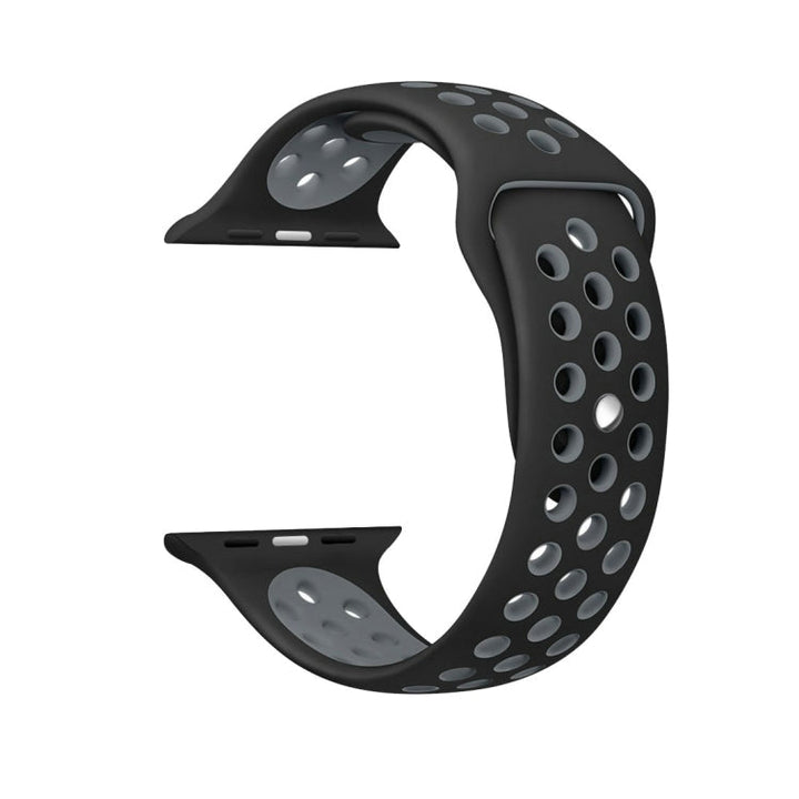 Lisslune | For Apple Watch Ultra 49mm & Watch Ultra 2 49mm / Series 9 & 8 & 7 45mm / SE 3 & SE 2 & 6 & SE & 5 & 4 44mm / 3 & 2 & 1 42mm Sport Silicone Watch Band Standard Edition (Black Gray)