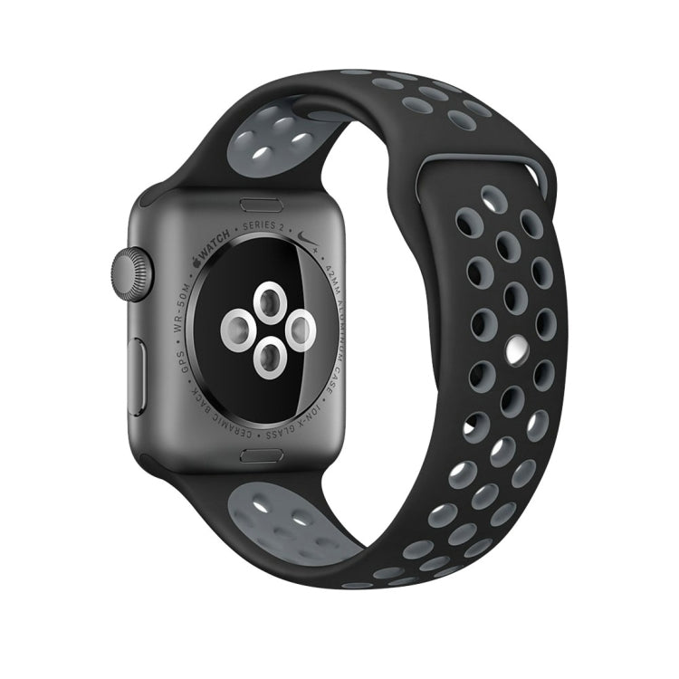Lisslune | For Apple Watch Ultra 49mm & Watch Ultra 2 49mm / Series 9 & 8 & 7 45mm / SE 3 & SE 2 & 6 & SE & 5 & 4 44mm / 3 & 2 & 1 42mm Sport Silicone Watch Band Standard Edition (Black Gray)