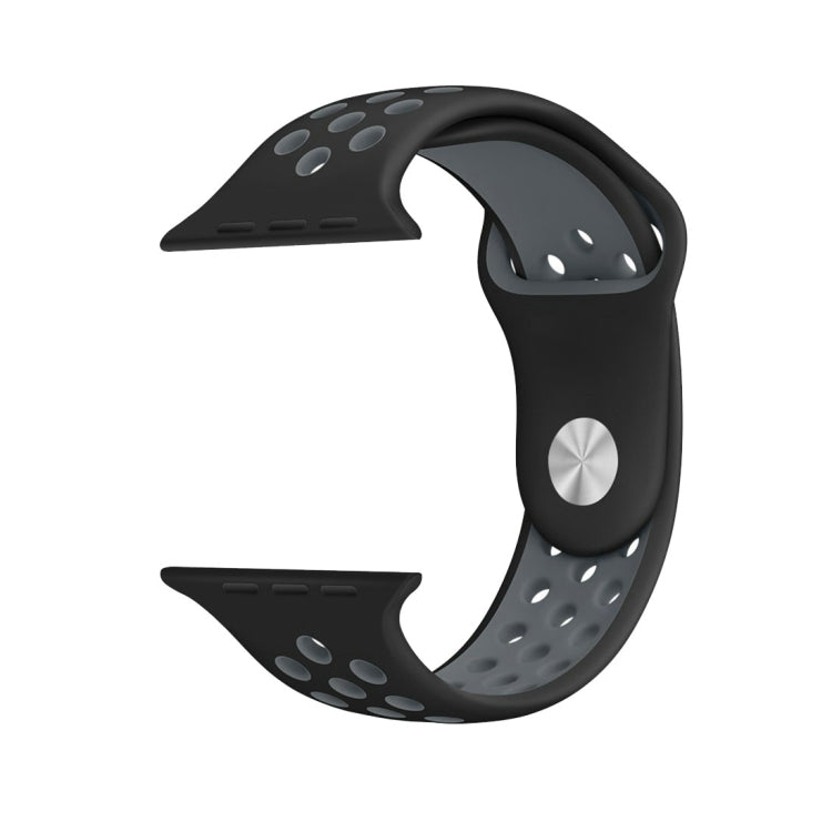Lisslune | For Apple Watch Ultra 49mm & Watch Ultra 2 49mm / Series 9 & 8 & 7 45mm / SE 3 & SE 2 & 6 & SE & 5 & 4 44mm / 3 & 2 & 1 42mm Sport Silicone Watch Band Standard Edition (Black Gray)