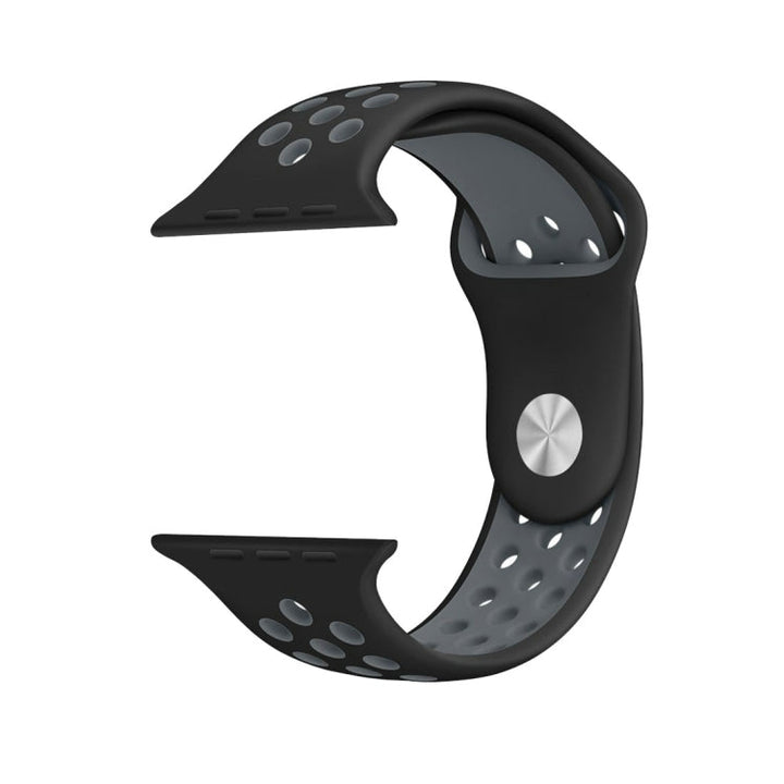 Lisslune | For Apple Watch Ultra 49mm & Watch Ultra 2 49mm / Series 9 & 8 & 7 45mm / SE 3 & SE 2 & 6 & SE & 5 & 4 44mm / 3 & 2 & 1 42mm Sport Silicone Watch Band Standard Edition (Black Gray)