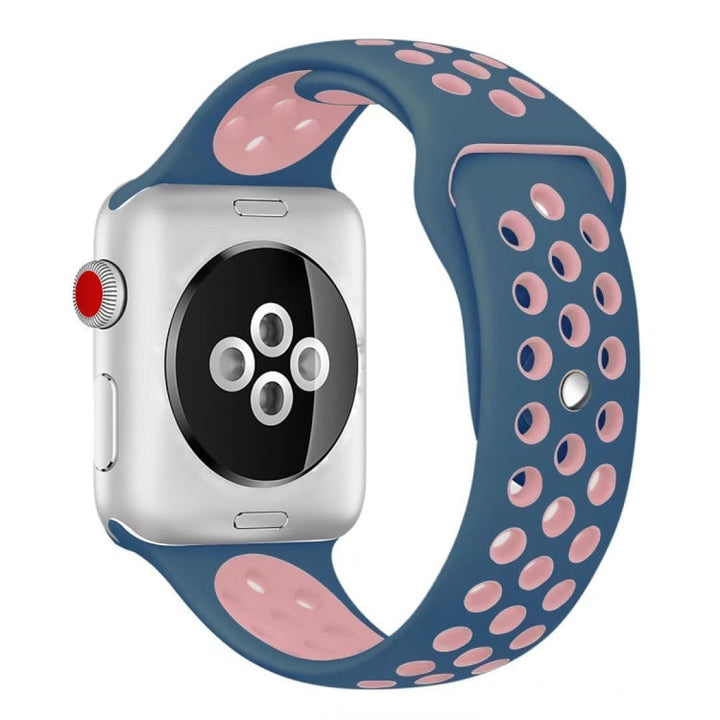 Lisslune | For Apple Watch Ultra 49mm & Watch Ultra 2 49mm / Series 9 & 8 & 7 45mm / SE 3 & SE 2 & 6 & SE & 5 & 4 44mm / 3 & 2 & 1 42mm Sport Silicone Watch Band Standard Edition (Blue Pink)