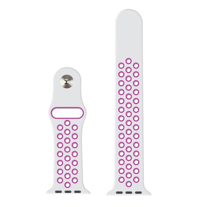 Lisslune | For Apple Watch Ultra 49mm & Watch Ultra 2 49mm / Series 9 & 8 & 7 45mm / SE 3 & SE 2 & 6 & SE & 5 & 4 44mm / 3 & 2 & 1 42mm Sport Silicone Band Standard Edition (White Purple)