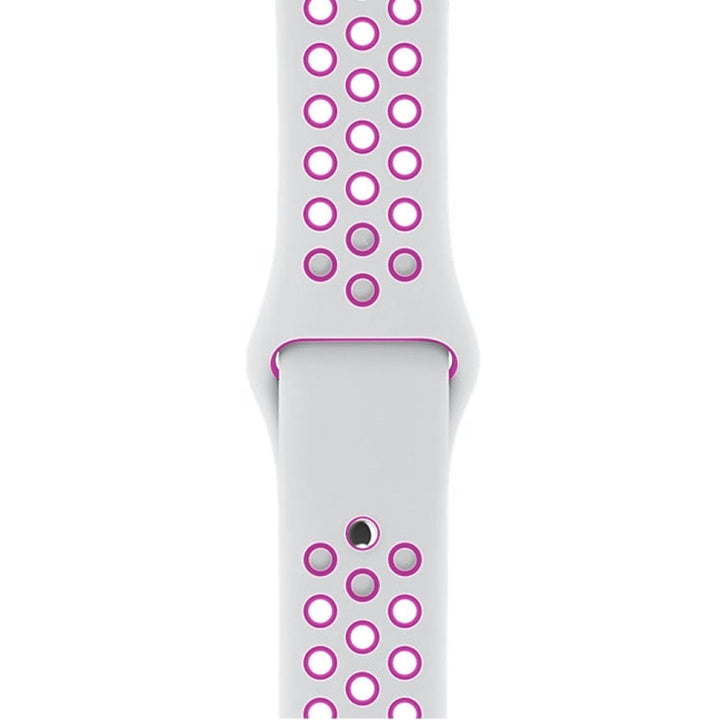 Lisslune | For Apple Watch Ultra 49mm & Watch Ultra 2 49mm / Series 9 & 8 & 7 45mm / SE 3 & SE 2 & 6 & SE & 5 & 4 44mm / 3 & 2 & 1 42mm Sport Silicone Band Standard Edition (White Purple)