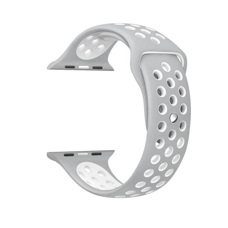 Lisslune | For Apple Watch Ultra 49mm & Watch Ultra 2 49mm / Series 9 & 8 & 7 45mm / SE 3 & SE 2 & 6 & SE & 5 & 4 44mm / 3 & 2 & 1 42mm Sport Silicone Watch Band Standard Edition (Gray White)