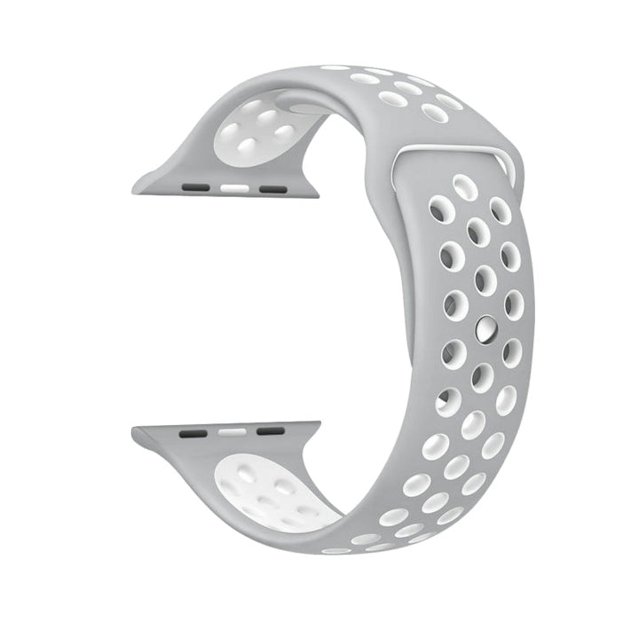 Lisslune | For Apple Watch Ultra 49mm & Watch Ultra 2 49mm / Series 9 & 8 & 7 45mm / SE 3 & SE 2 & 6 & SE & 5 & 4 44mm / 3 & 2 & 1 42mm Sport Silicone Watch Band Standard Edition (Gray White)