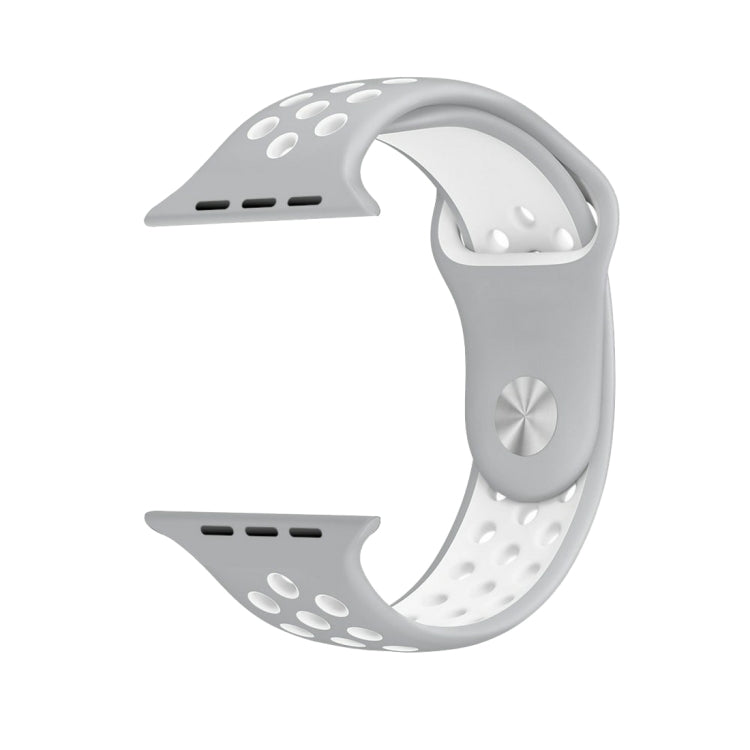 Lisslune | For Apple Watch Ultra 49mm & Watch Ultra 2 49mm / Series 9 & 8 & 7 45mm / SE 3 & SE 2 & 6 & SE & 5 & 4 44mm / 3 & 2 & 1 42mm Sport Silicone Watch Band Standard Edition (Gray White)