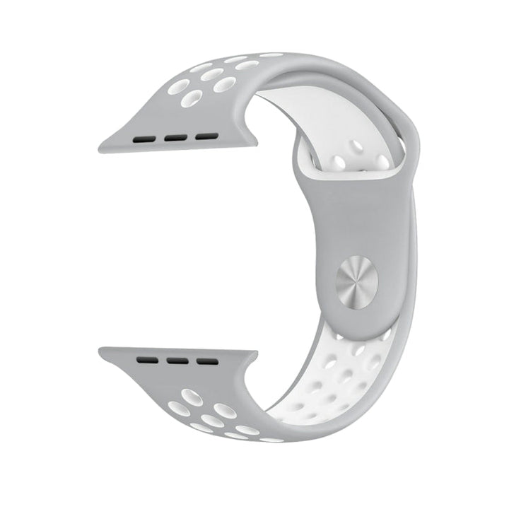 Lisslune | For Apple Watch Ultra 49mm & Watch Ultra 2 49mm / Series 9 & 8 & 7 45mm / SE 3 & SE 2 & 6 & SE & 5 & 4 44mm / 3 & 2 & 1 42mm Sport Silicone Watch Band Standard Edition (Gray White)
