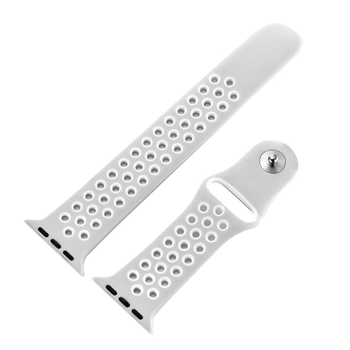 Lisslune | For Apple Watch Ultra 49mm & Watch Ultra 2 49mm / Series 9 & 8 & 7 45mm / SE 3 & SE 2 & 6 & SE & 5 & 4 44mm / 3 & 2 & 1 42mm Sport Silicone Watch Band Standard Edition (Gray White)