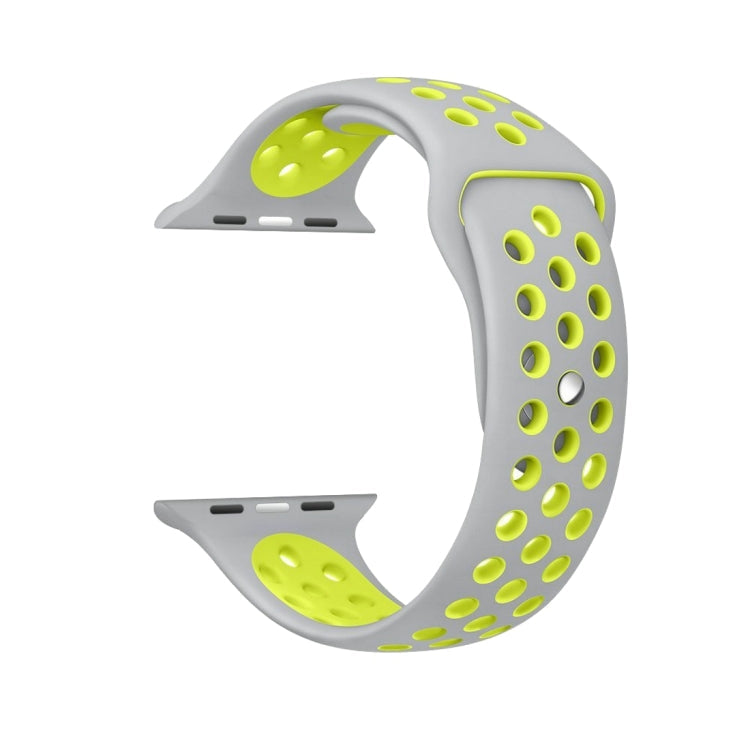 Lisslune | For Apple Watch Ultra 49mm / Series 8&7 45mm / SE 2&6&SE&5&4 44mm / 3&2&1 42mm Sport Silicone Watch Band Standard Edition (Gray Yellow)