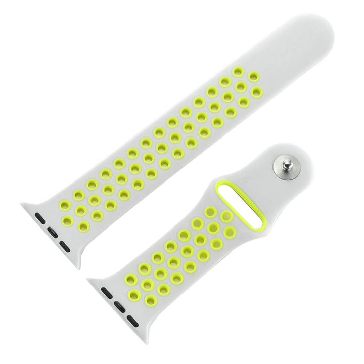 Lisslune | For Apple Watch Ultra 49mm / Series 8&7 45mm / SE 2&6&SE&5&4 44mm / 3&2&1 42mm Sport Silicone Watch Band Standard Edition (Gray Yellow)