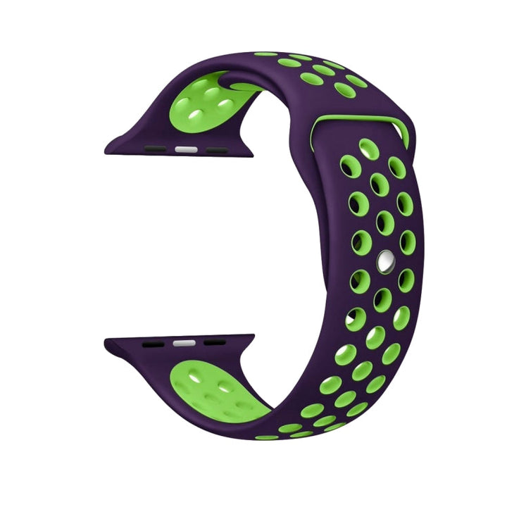 Lisslune | For Apple Watch Ultra 49mm / Series 8&7 45mm / SE 2&6&SE&5&4 44mm / 3&2&1 42mm Sport Silicone Watch Band Standard Edition (Purple Green)
