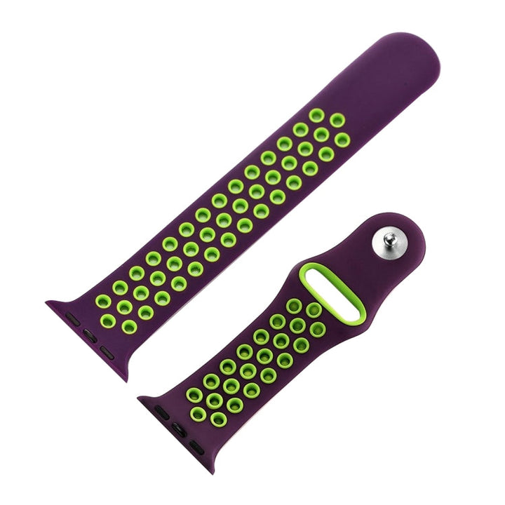 Lisslune | For Apple Watch Ultra 49mm / Series 8&7 45mm / SE 2&6&SE&5&4 44mm / 3&2&1 42mm Sport Silicone Watch Band Standard Edition (Purple Green)