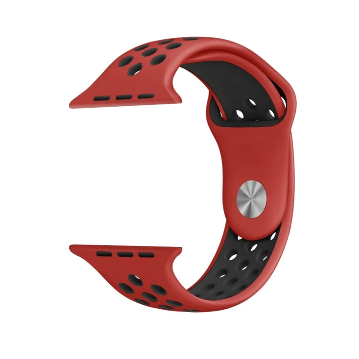Lisslune | For Apple Watch Ultra 49mm / Series 8&7 45mm / SE 2&6&SE&5&4 44mm / 3&2&1 42mm Sport Silicone Watch Band Standard Edition (Red Black)
