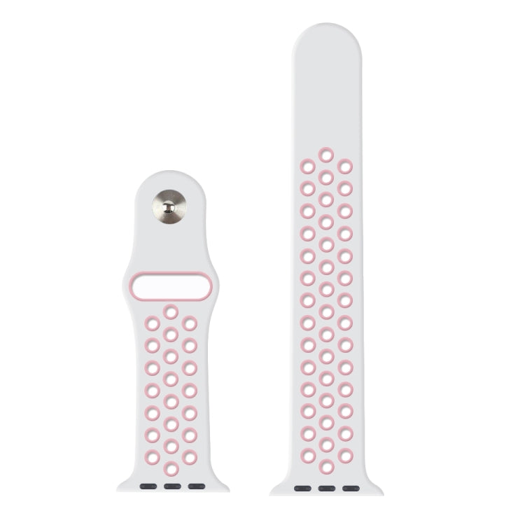 Lisslune | For Apple Watch Ultra 49mm / Series 8&7 45mm / SE 2&6&SE&5&4 44mm / 3&2&1 42mm Sport Silicone Watch Band Standard Edition (White Pink)