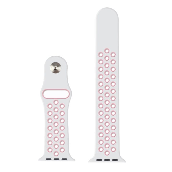 Lisslune | For Apple Watch Ultra 49mm / Series 8&7 45mm / SE 2&6&SE&5&4 44mm / 3&2&1 42mm Sport Silicone Watch Band Standard Edition (White Pink)