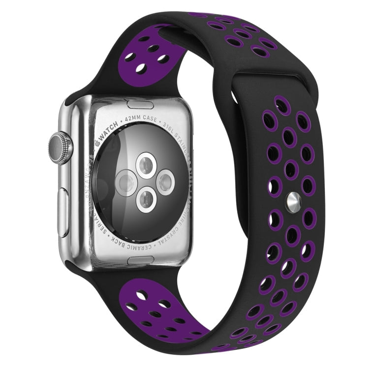 Lisslune | For Apple Watch Ultra 49mm & Watch Ultra 2 49mm / Series 9 & 8 & 7 45mm / SE 3 & SE 2 & 6 & SE & 5 & 4 44mm / 3 & 2 & 1 42mm Sport Silicone Watch Strap Standard Edition (Black Purple)