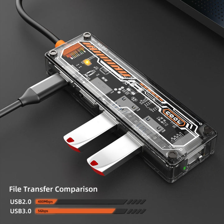 Lisslune | SW5R 5 in 1 Type-C to PD + USB3.0 + USB2.0 + HDMI + RJ45 HUB Docking Station (Gray)