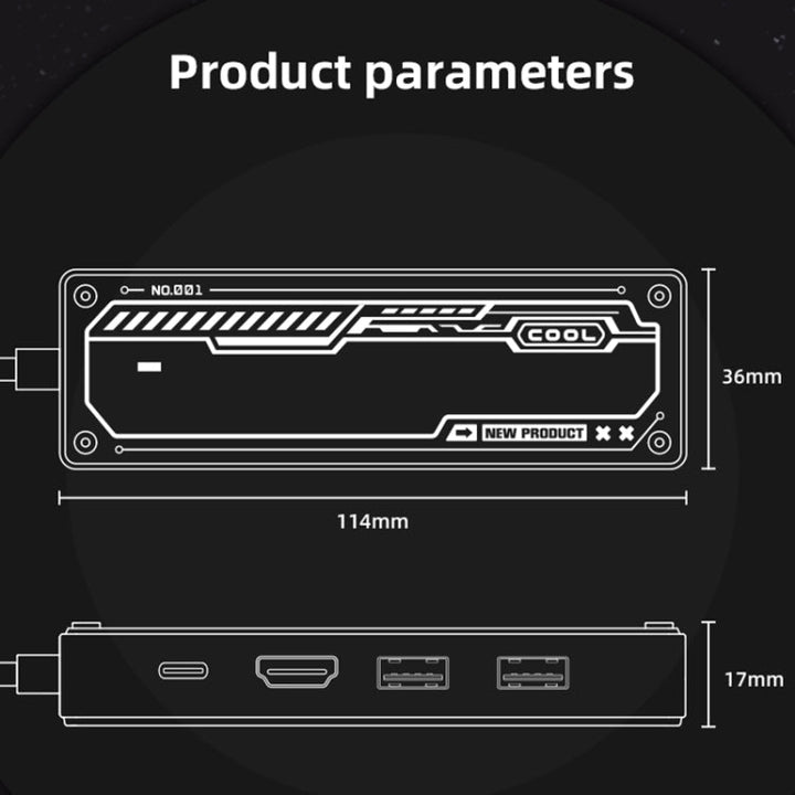 Lisslune | SW5R 5 in 1 Type-C to PD + USB3.0 + USB2.0 + HDMI + RJ45 HUB Docking Station (Gray)