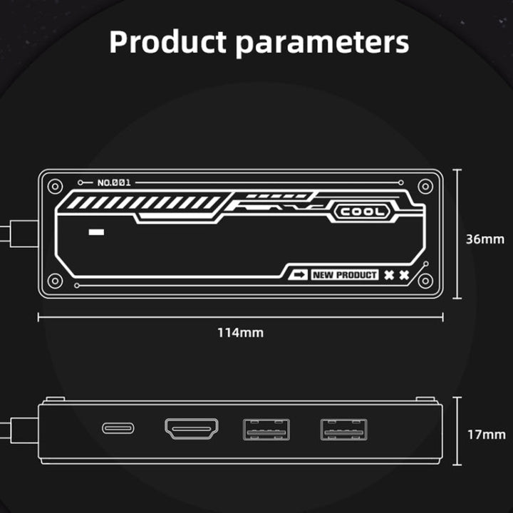 Lisslune | SW6V 6 in 1 Type-C to USB + HDMI + VGA + Audio 3.5 HUB Docking Station (Gray)