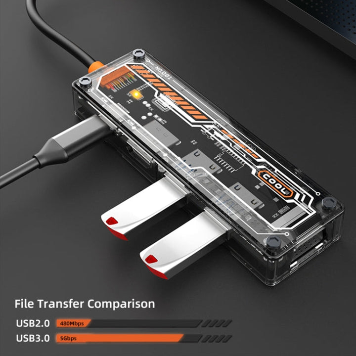 Lisslune | SW6V 6 in 1 Type-C to USB + HDMI + VGA + Audio 3.5 HUB Docking Station (Gray)