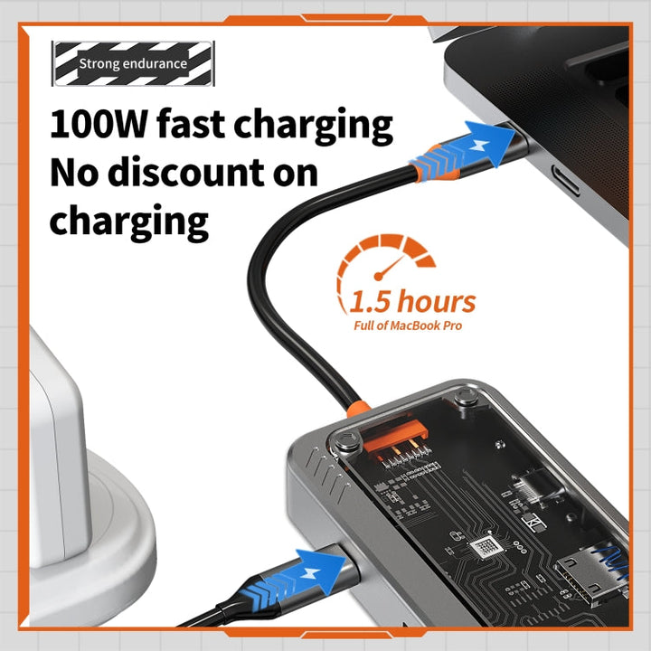 Lisslune | SW8V 8 in 1 Type-C to USB + HDMI + RJ45 + SD/TF HUB Docking Station (Gray)