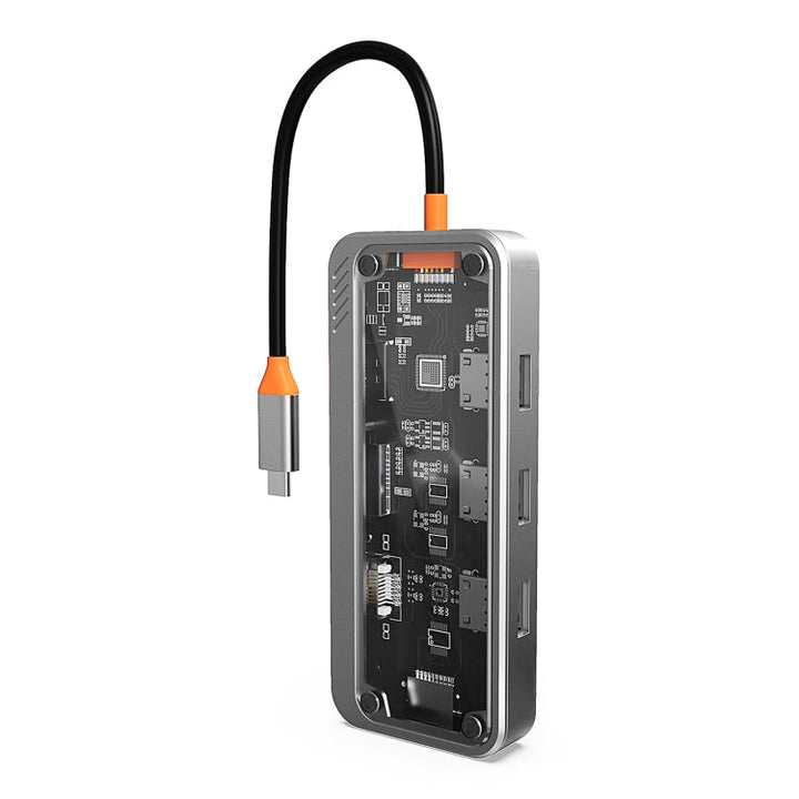 Lisslune | SW10V 10 in 1 Type-C to USB + HDMI + VGA + RJ45 + SD/TF + Audio 3.5 HUB Docking Station (Gray)