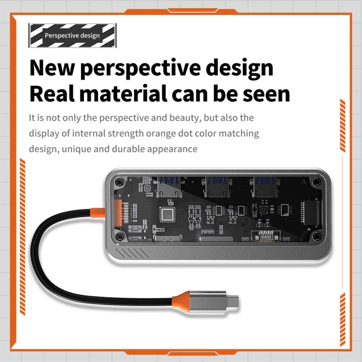 Lisslune | SW10V 10 in 1 Type-C to USB + HDMI + VGA + RJ45 + SD/TF + Audio 3.5 HUB Docking Station (Gray)