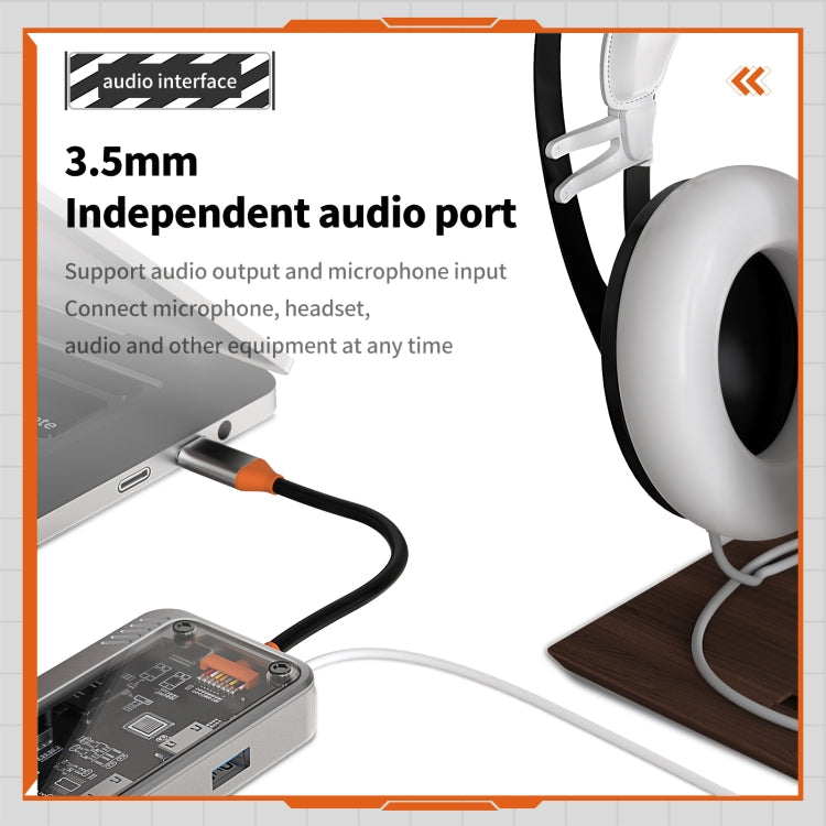 Lisslune | SW10V 10 in 1 Type-C to USB + HDMI + VGA + RJ45 + SD/TF + Audio 3.5 HUB Docking Station (Gray)