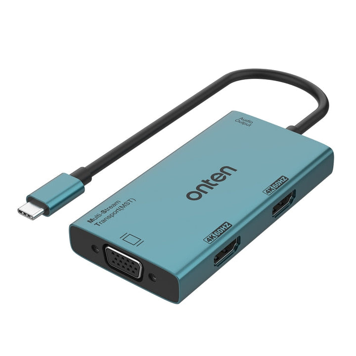 Lisslune | Onten M206 4K 60Hz 4 in 1 Type-C to Dual HDMI + VGA + 3.5 mm Video Converter Adapter
