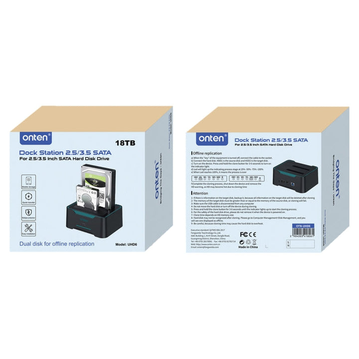 Lisslune | Onten UHD6 Dual Bay External Hard Drive Docking Station Expansion Base