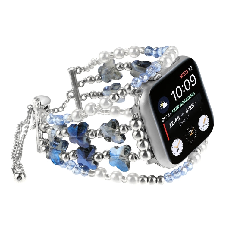 Lisslune | For Apple Watch SE 2023 44mm Butterfly Chain Bracelet Metal Watch Band (Blue)